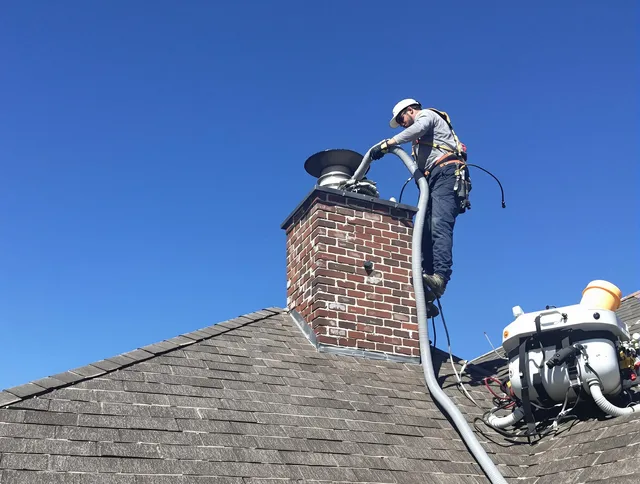 Dedicated South Whittier Chimney Sweep team member cleaning a chimney in South Whittier, CA