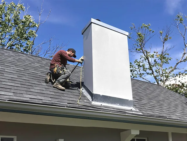 South Whittier Chimney Sweep team member finishing chimney construction in South Whittier, CA