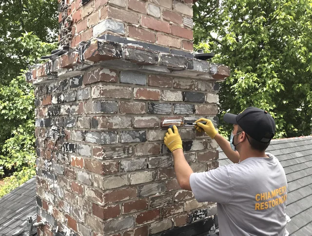In-progress chimney restoration by South Whittier Chimney Sweep in South Whittier, CA