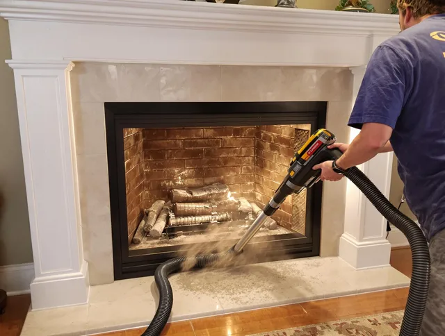 Fireplace cleaning performed by South Whittier Chimney Sweep in South Whittier, CA